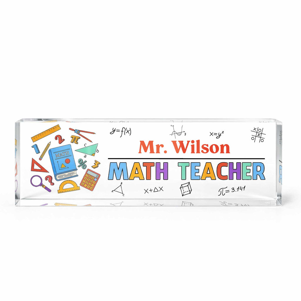 Personalized Math Teacher Acrylic Desk Name Plate Gift Desk Name Plate GradoCreations