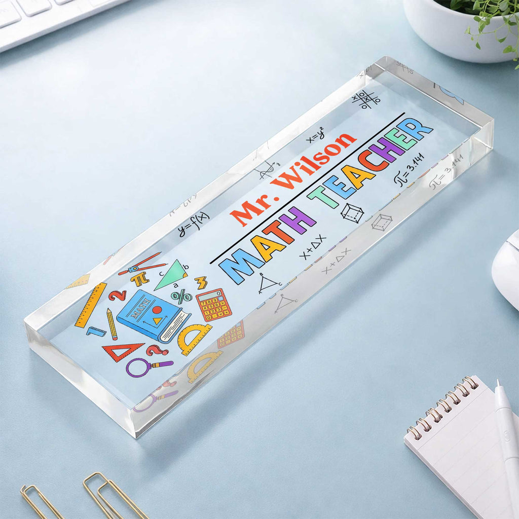 Personalized Math Teacher Acrylic Desk Name Plate Gift Desk Name Plate GradoCreations