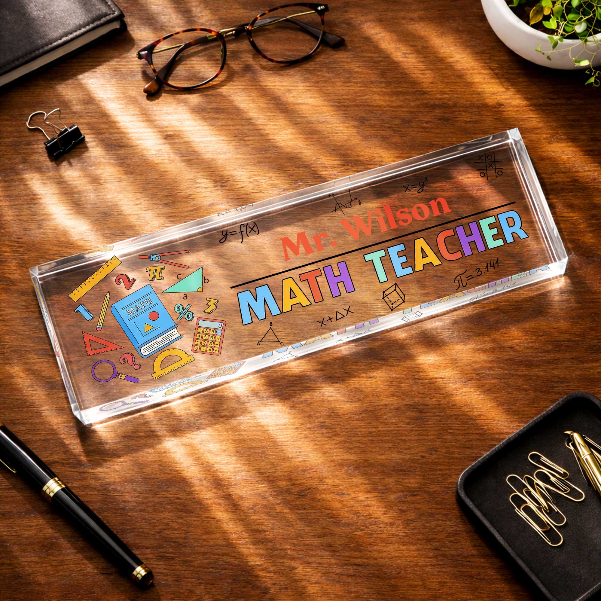 Personalized Math Teacher Acrylic Desk Name Plate Gift Desk Name Plate GradoCreations