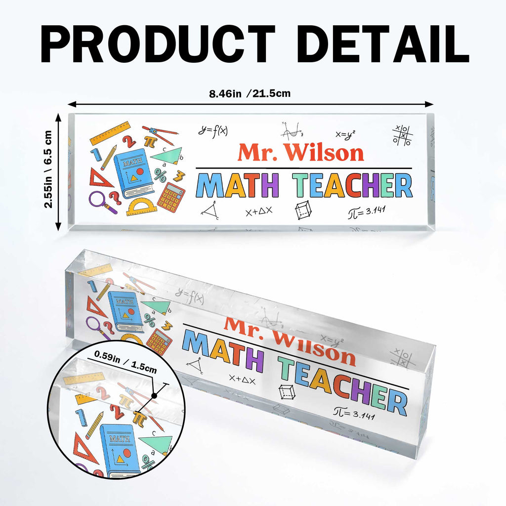 Personalized Math Teacher Acrylic Desk Name Plate Gift Desk Name Plate GradoCreations