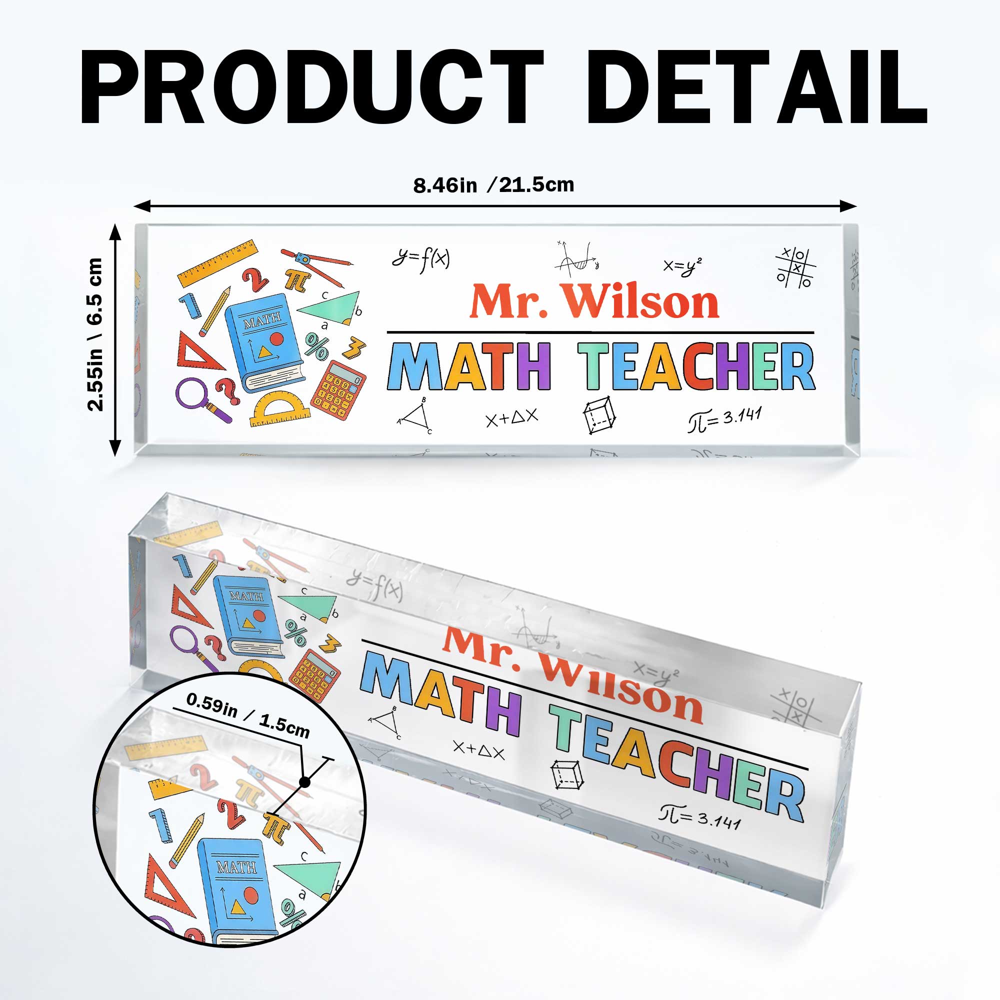 Personalized Math Teacher Acrylic Desk Name Plate Gift Desk Name Plate GradoCreations