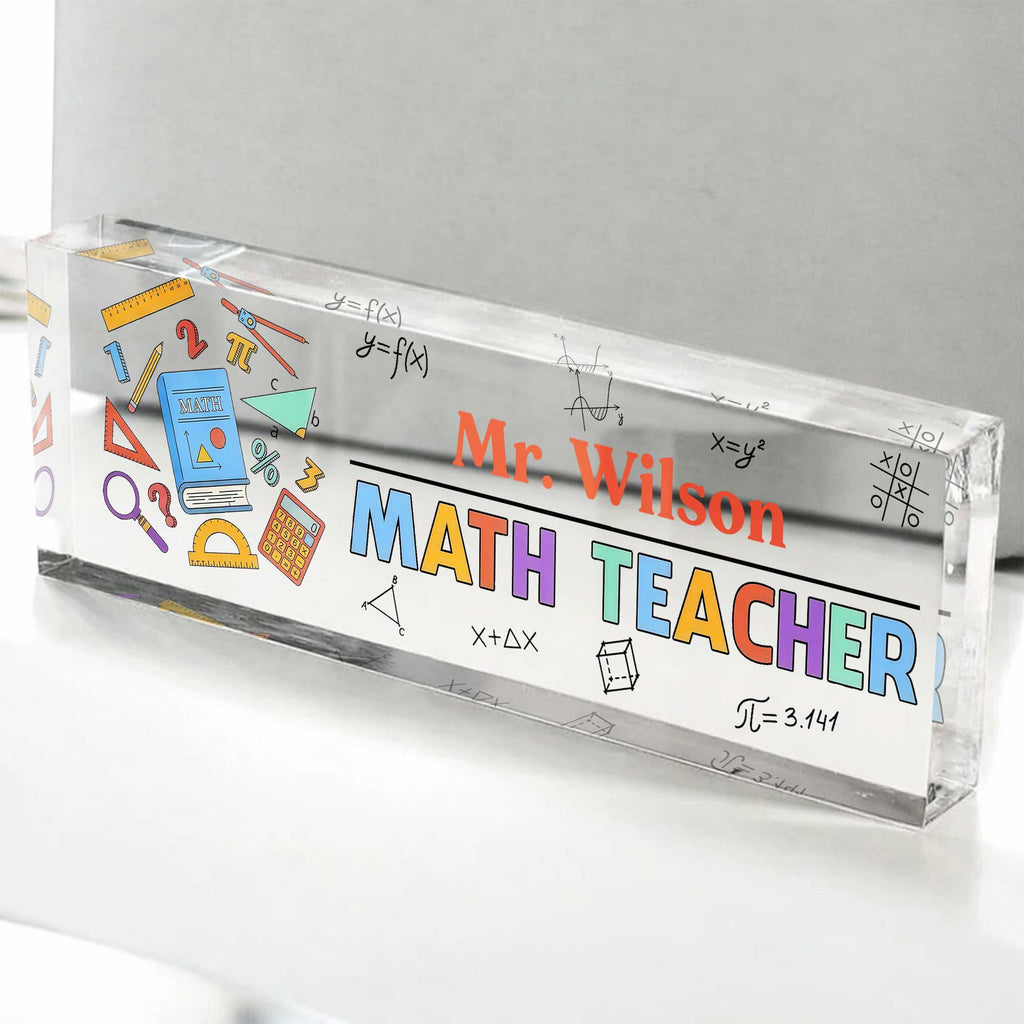 Personalized Math Teacher Acrylic Desk Name Plate Gift Desk Name Plate GradoCreations
