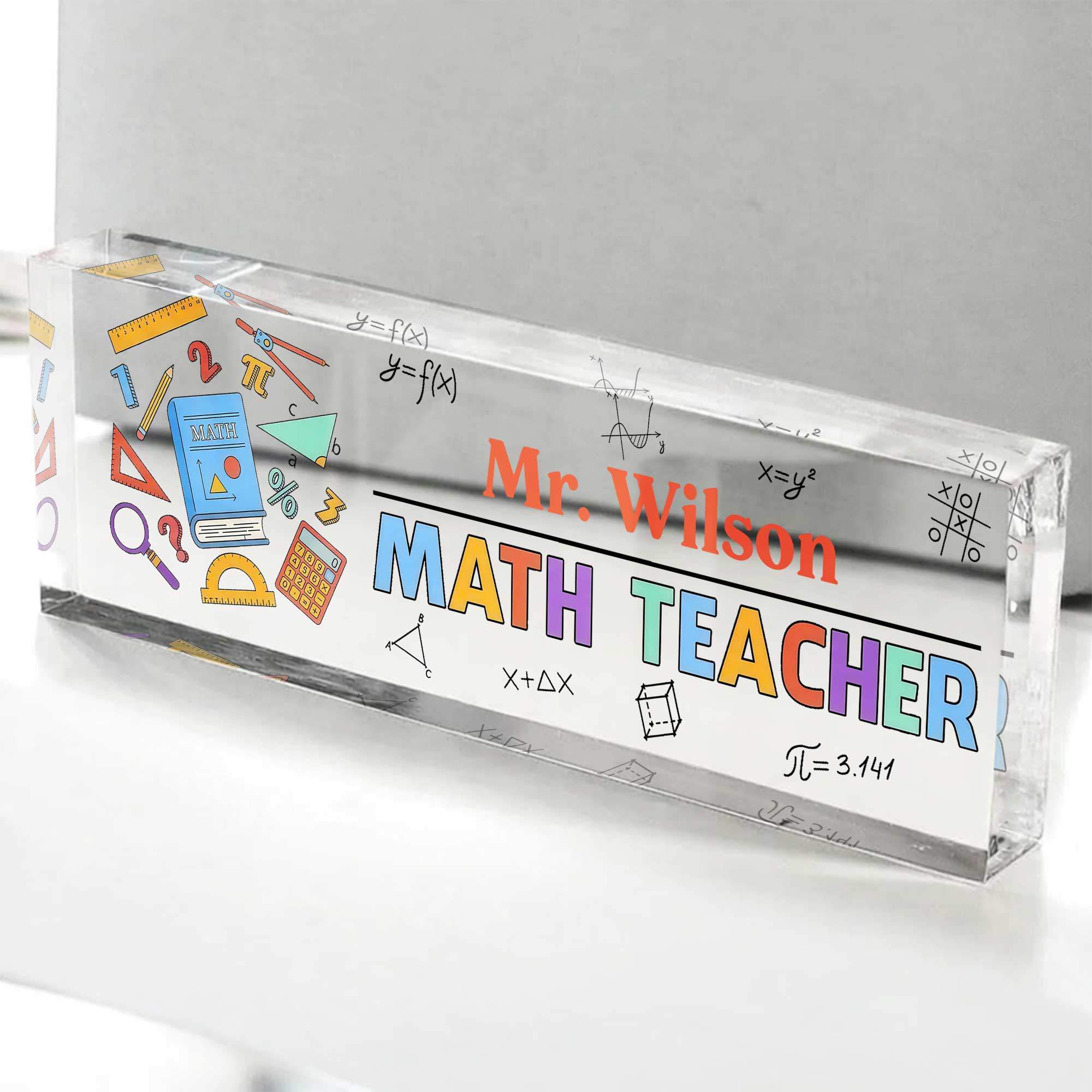 Personalized Math Teacher Acrylic Desk Name Plate Gift Desk Name Plate GradoCreations