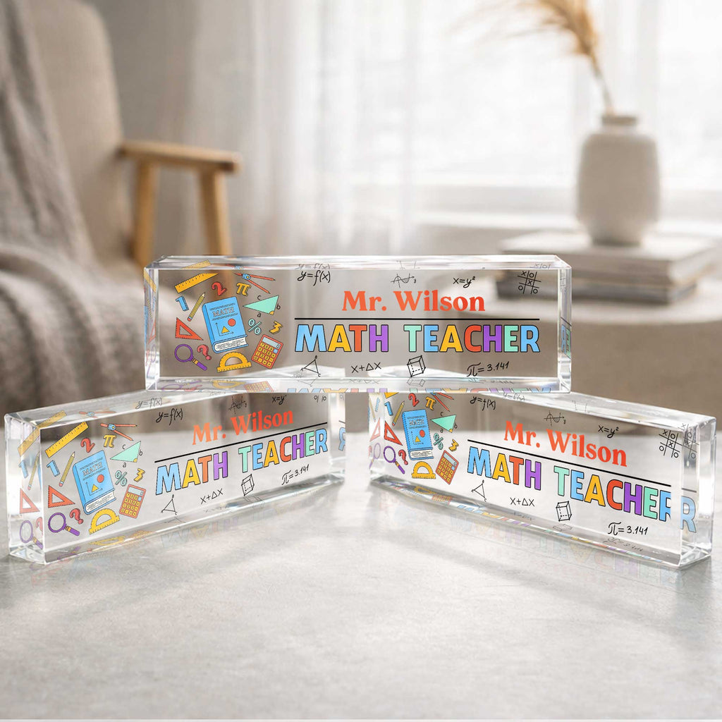 Personalized Math Teacher Acrylic Desk Name Plate Gift Desk Name Plate GradoCreations