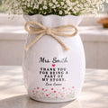 Personalized Ceramic Flower Vase Custom Name Gift for Teacher Ribbon Tie Ceramic Flower Vase GradoCreations