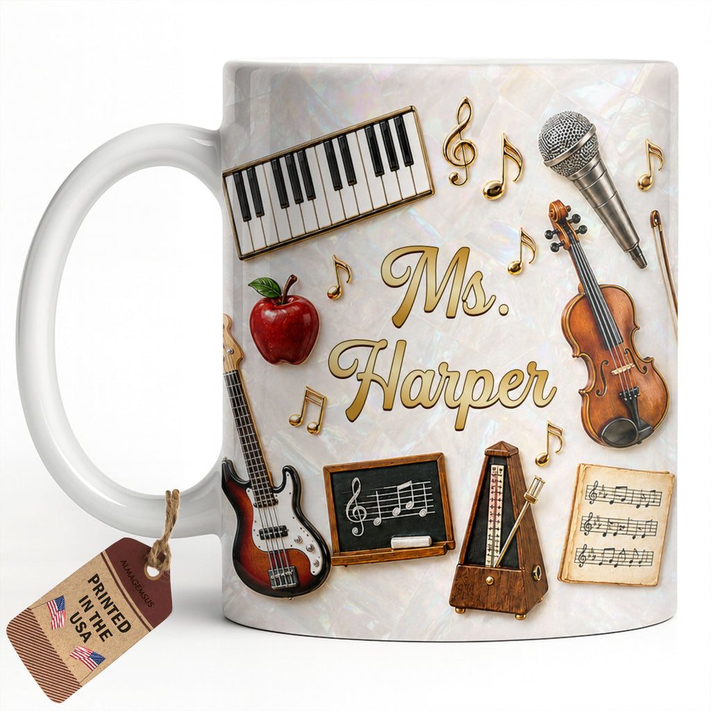 Personalized Music Teacher Coffee Mug Custom Name Gift Edge-to-edge Mug GradoCreations