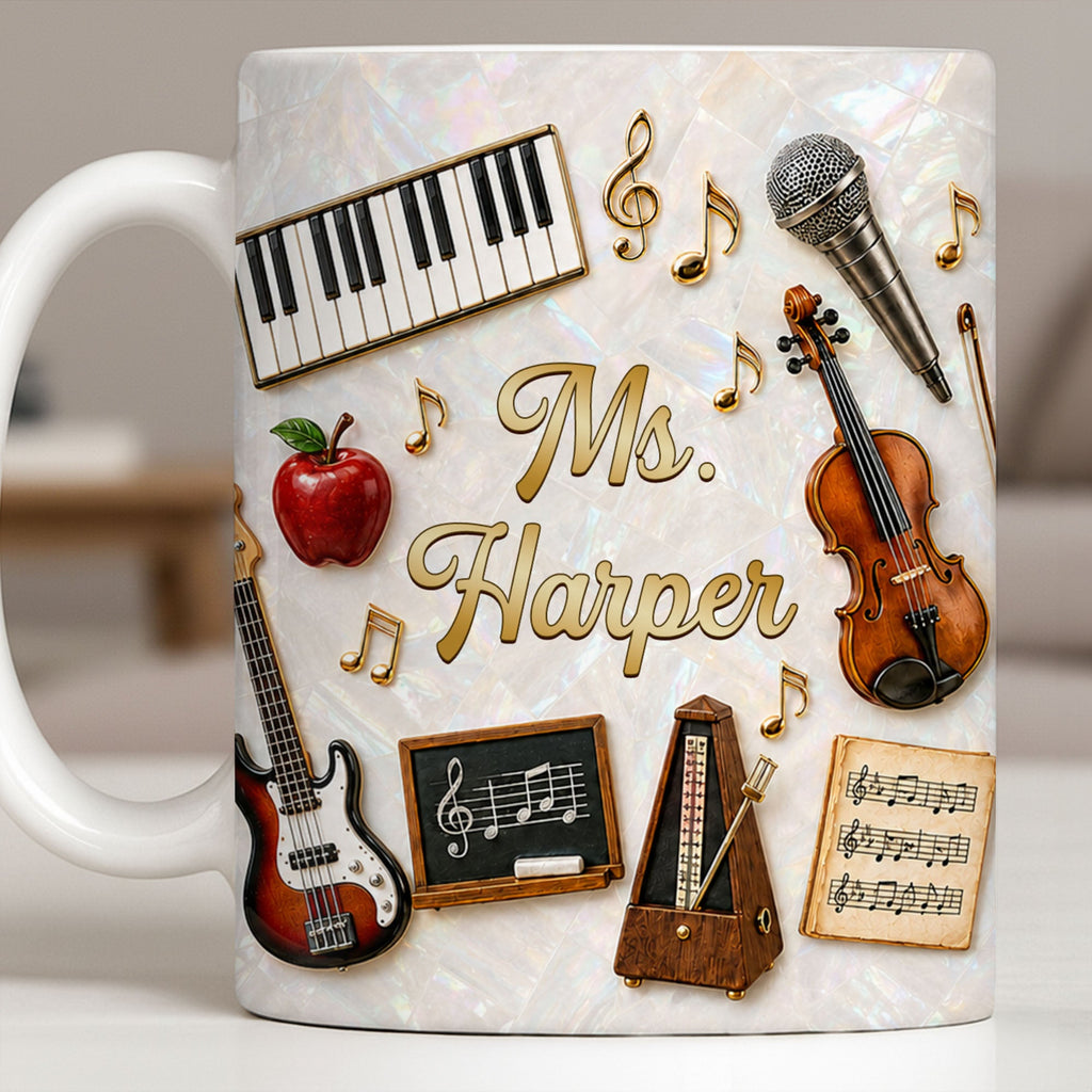 Personalized Music Teacher Coffee Mug Custom Name Gift Edge-to-edge Mug GradoCreations