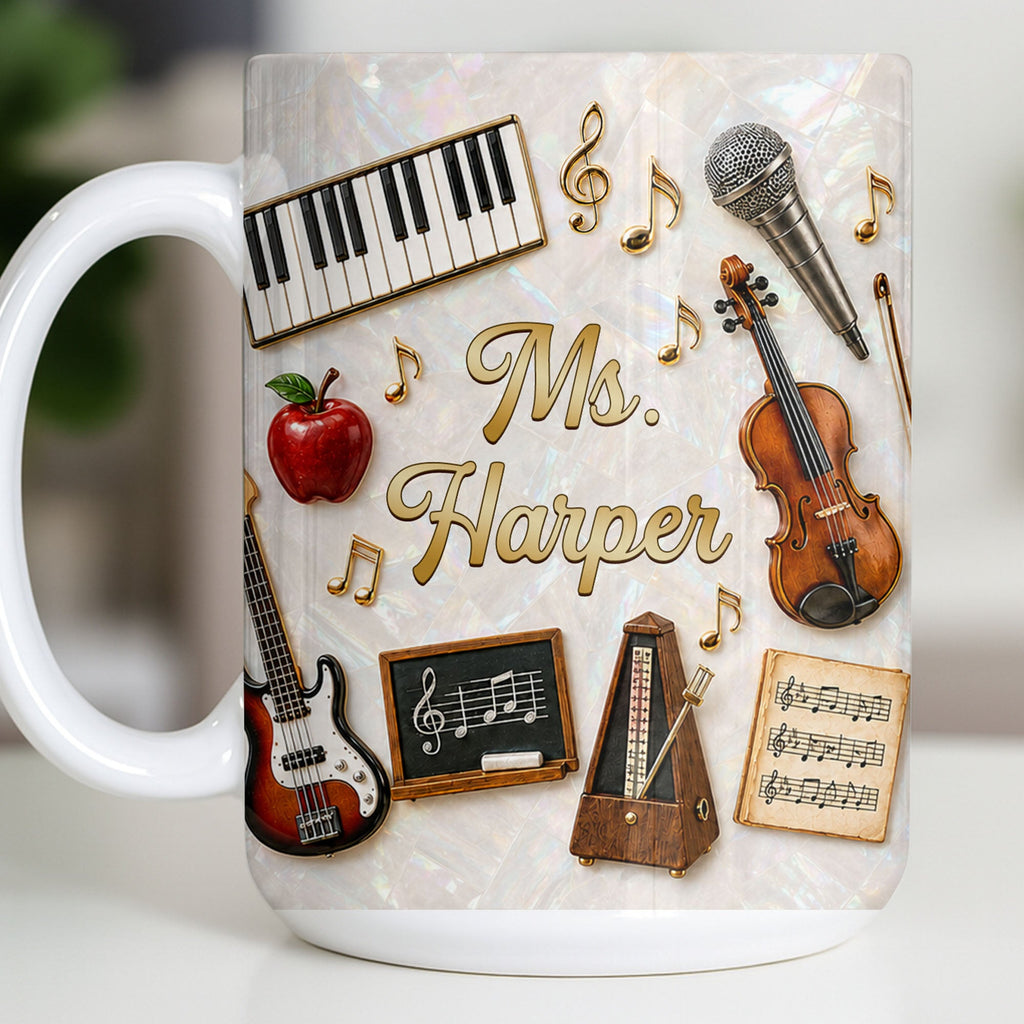 Personalized Music Teacher Coffee Mug Custom Name Gift Edge-to-edge Mug GradoCreations