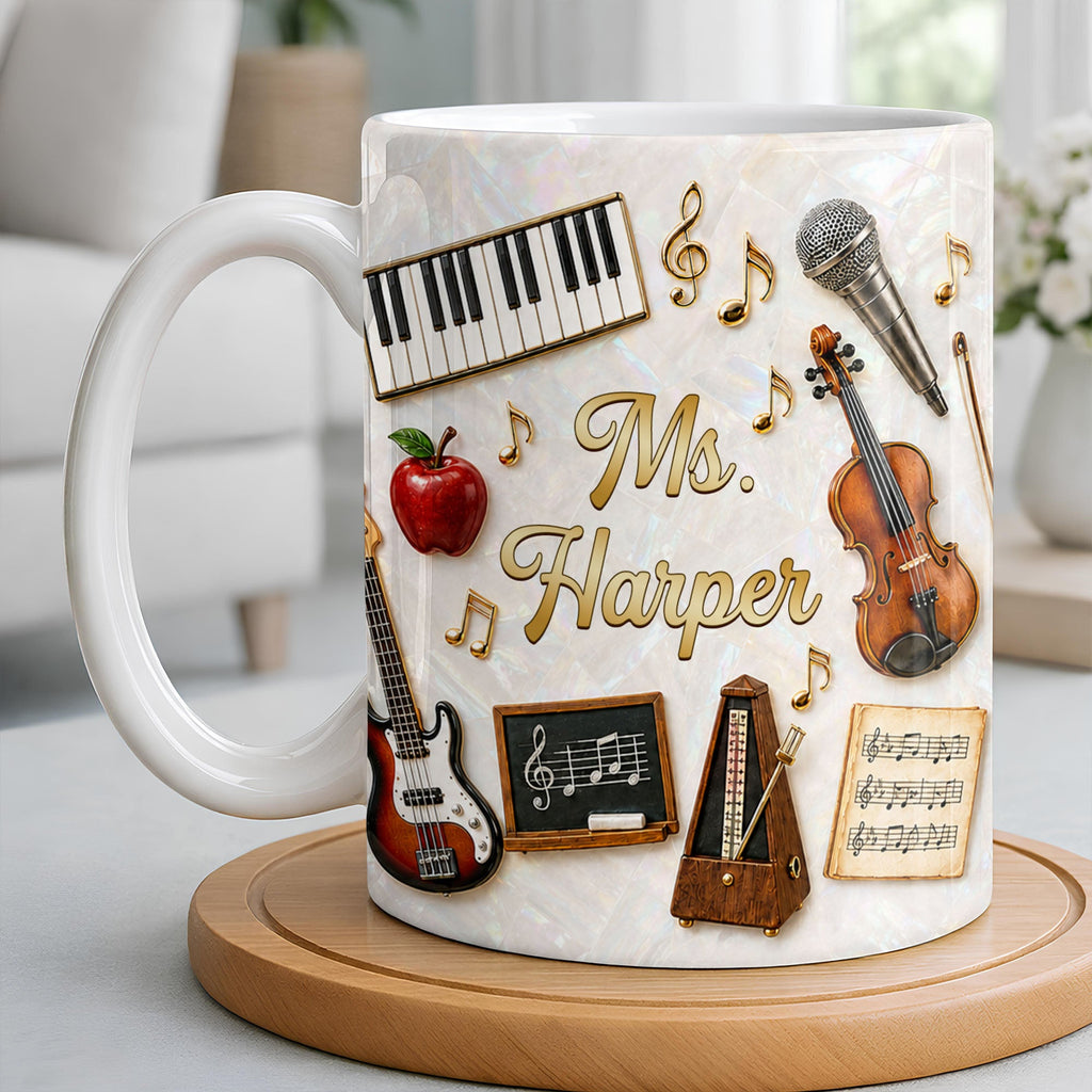 Personalized Music Teacher Coffee Mug Custom Name Gift Edge-to-edge Mug GradoCreations