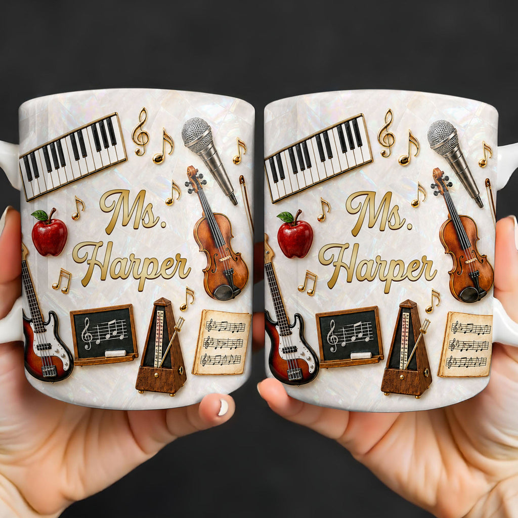 Personalized Music Teacher Coffee Mug Custom Name Gift Edge-to-edge Mug GradoCreations