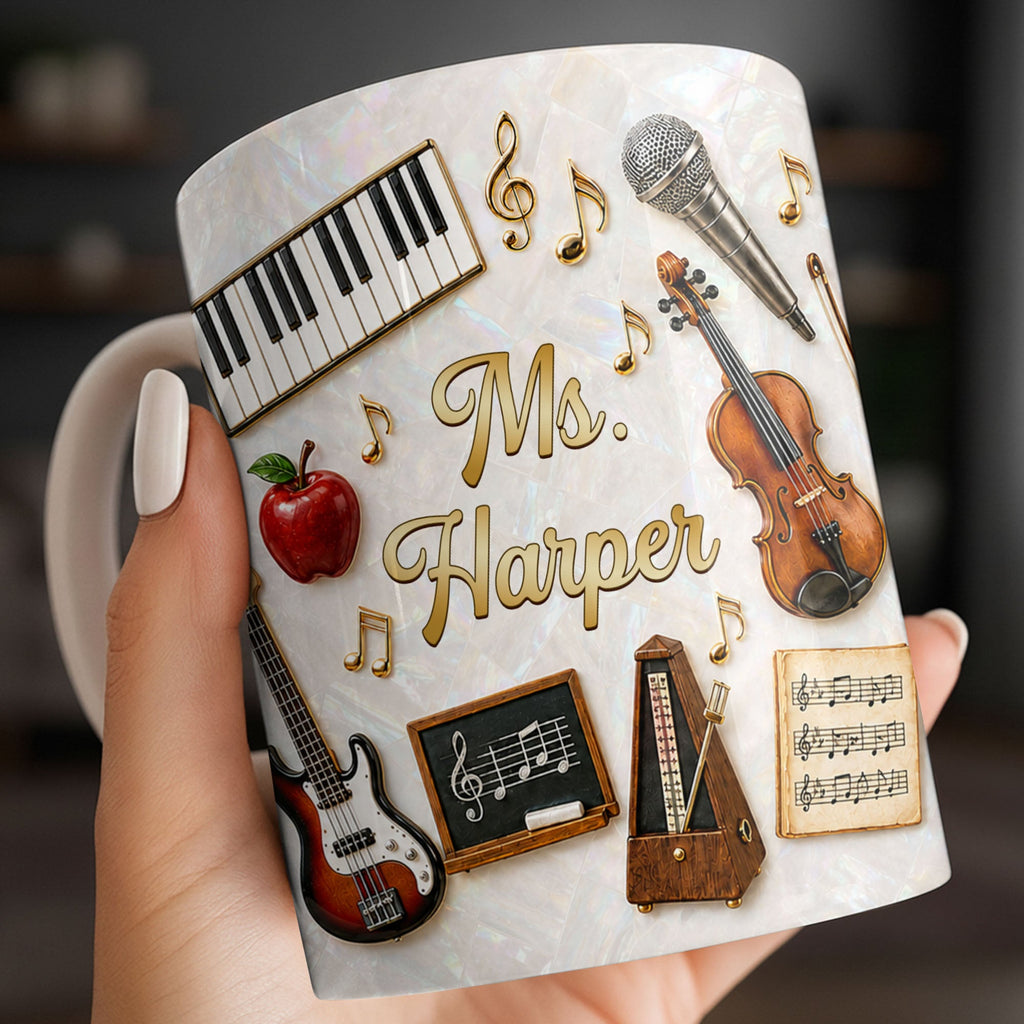 Personalized Music Teacher Coffee Mug Custom Name Gift Edge-to-edge Mug GradoCreations