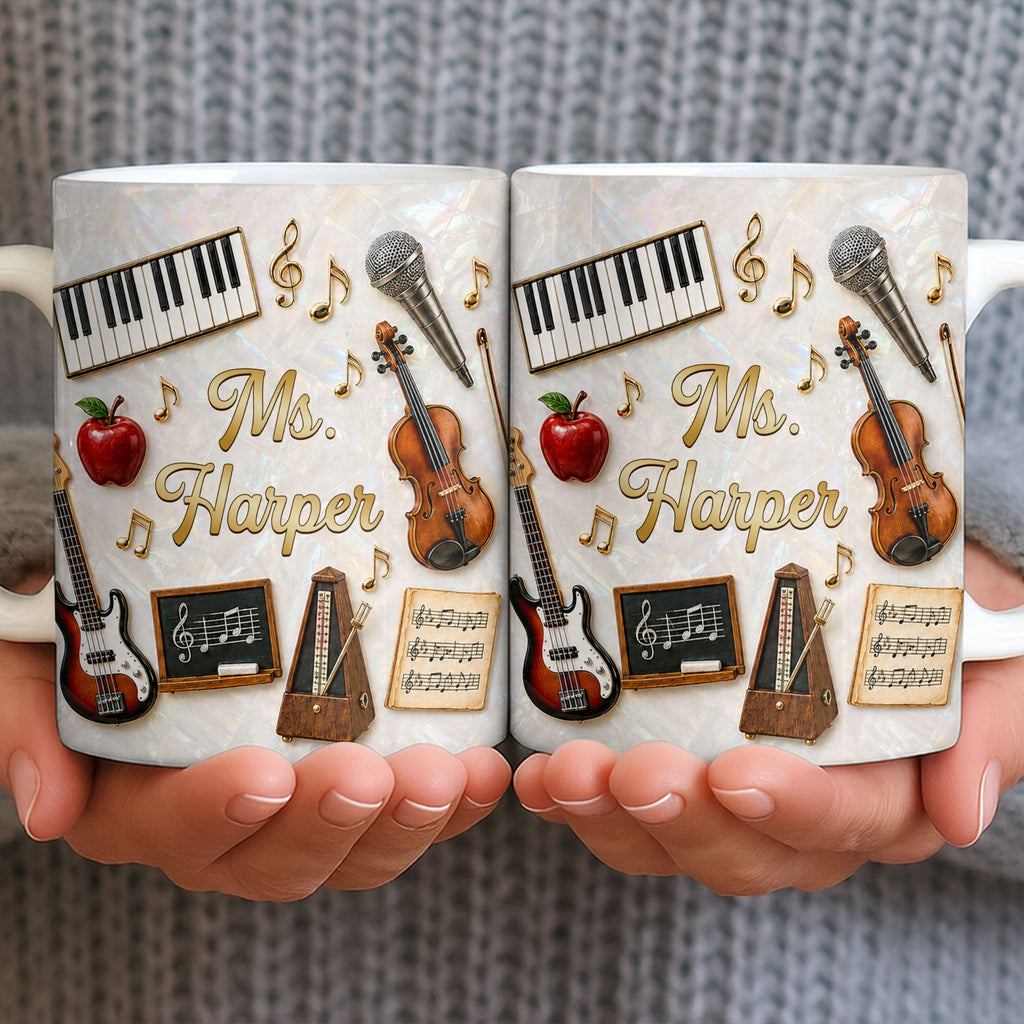 Personalized Music Teacher Coffee Mug Custom Name Gift Edge-to-edge Mug GradoCreations