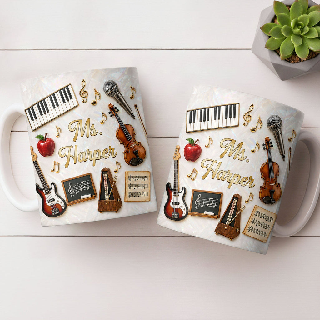 Personalized Music Teacher Coffee Mug Custom Name Gift Edge-to-edge Mug GradoCreations