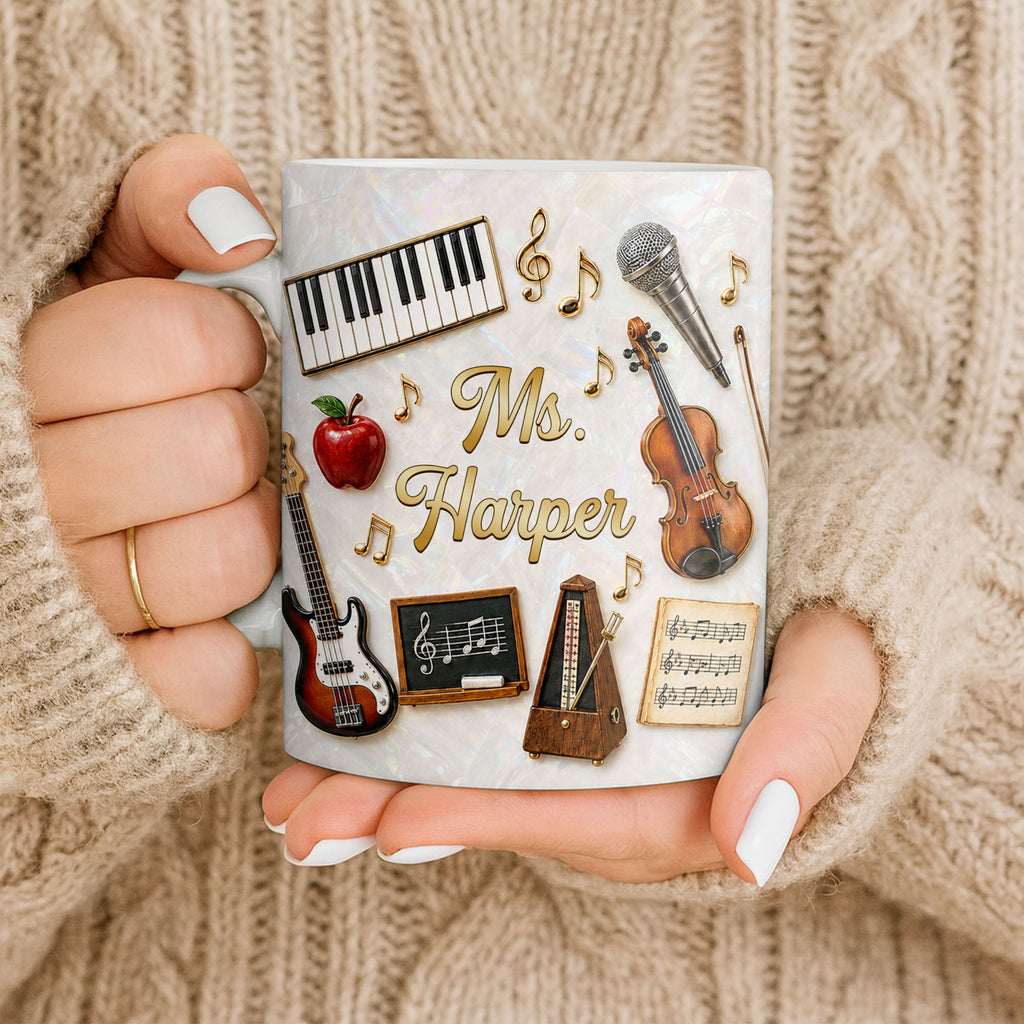Personalized Music Teacher Coffee Mug Custom Name Gift Edge-to-edge Mug GradoCreations
