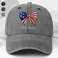 Personalized American Flag Teacher Denim Cap Custom Name Gift Washed Denim Cap GradoCreations