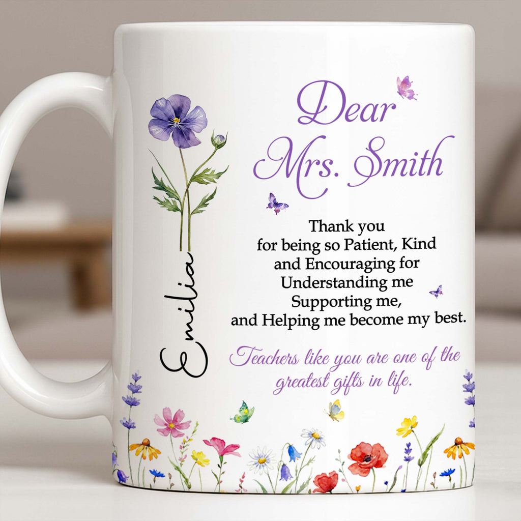 Personalized Teacher Coffee Mug Custom Flowers Thank You Gift Edge-to-edge Mug GradoCreations