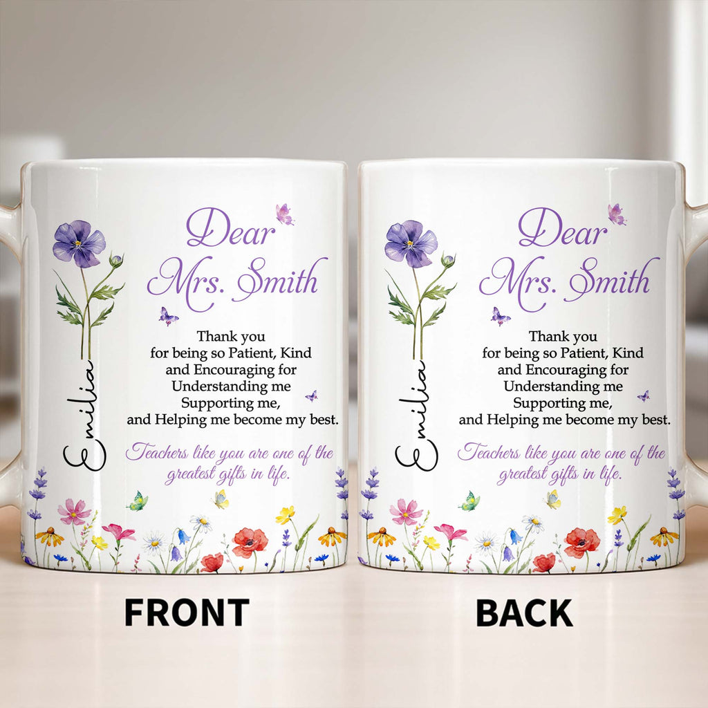 Personalized Teacher Coffee Mug Custom Flowers Thank You Gift Edge-to-edge Mug GradoCreations