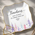 Personalized Jewelry Dish with Custom Birth Month Flowers Gift for Teacher Lace Square Jewelry Dish GradoCreations