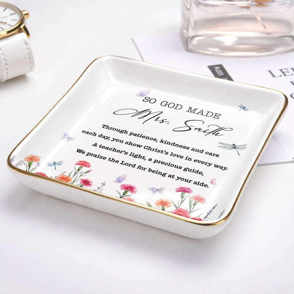 Personalized Ceramic Jewelry Dish Teacher Gift with Verse Jewelry Dish GradoCreations