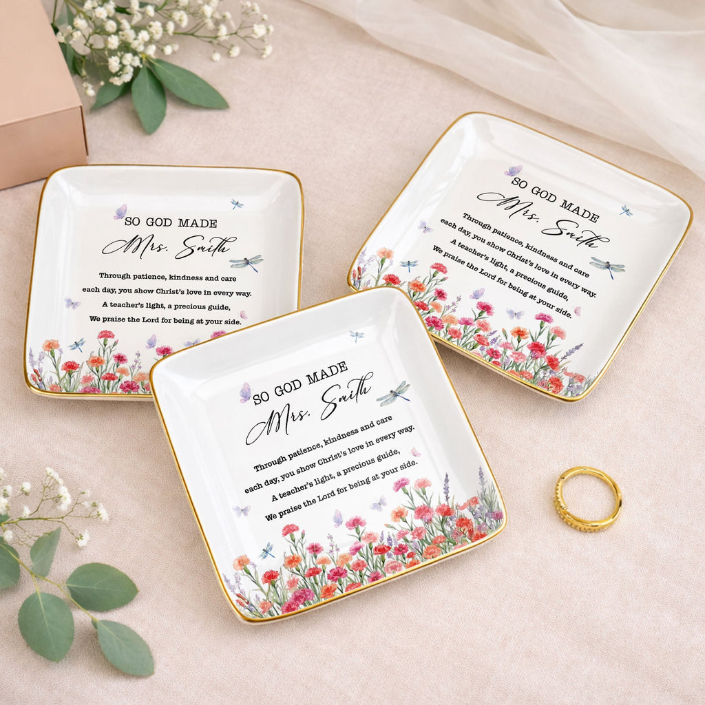 Personalized Ceramic Jewelry Dish Teacher Gift with Verse Jewelry Dish GradoCreations