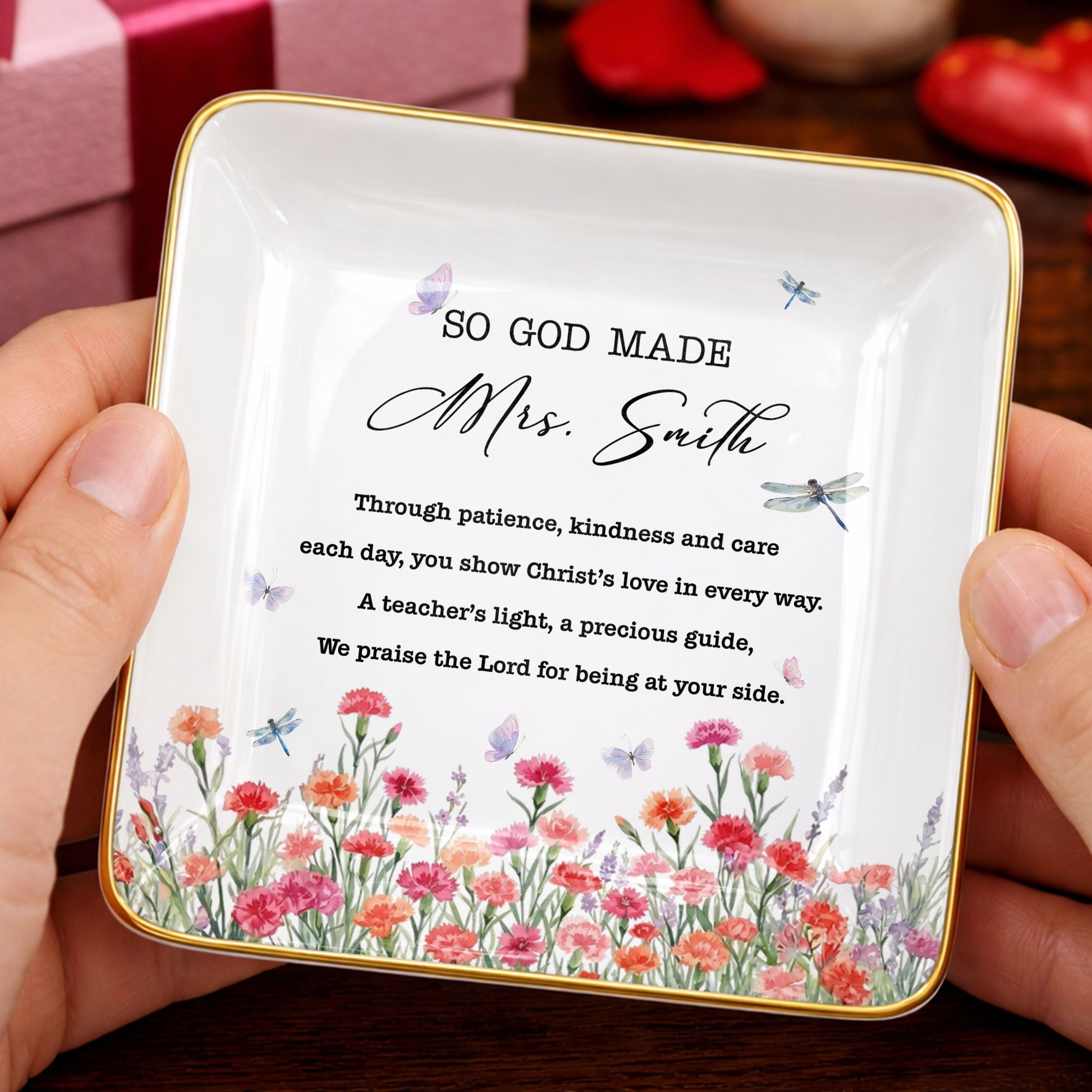 Personalized Ceramic Jewelry Dish Teacher Gift with Verse Jewelry Dish GradoCreations