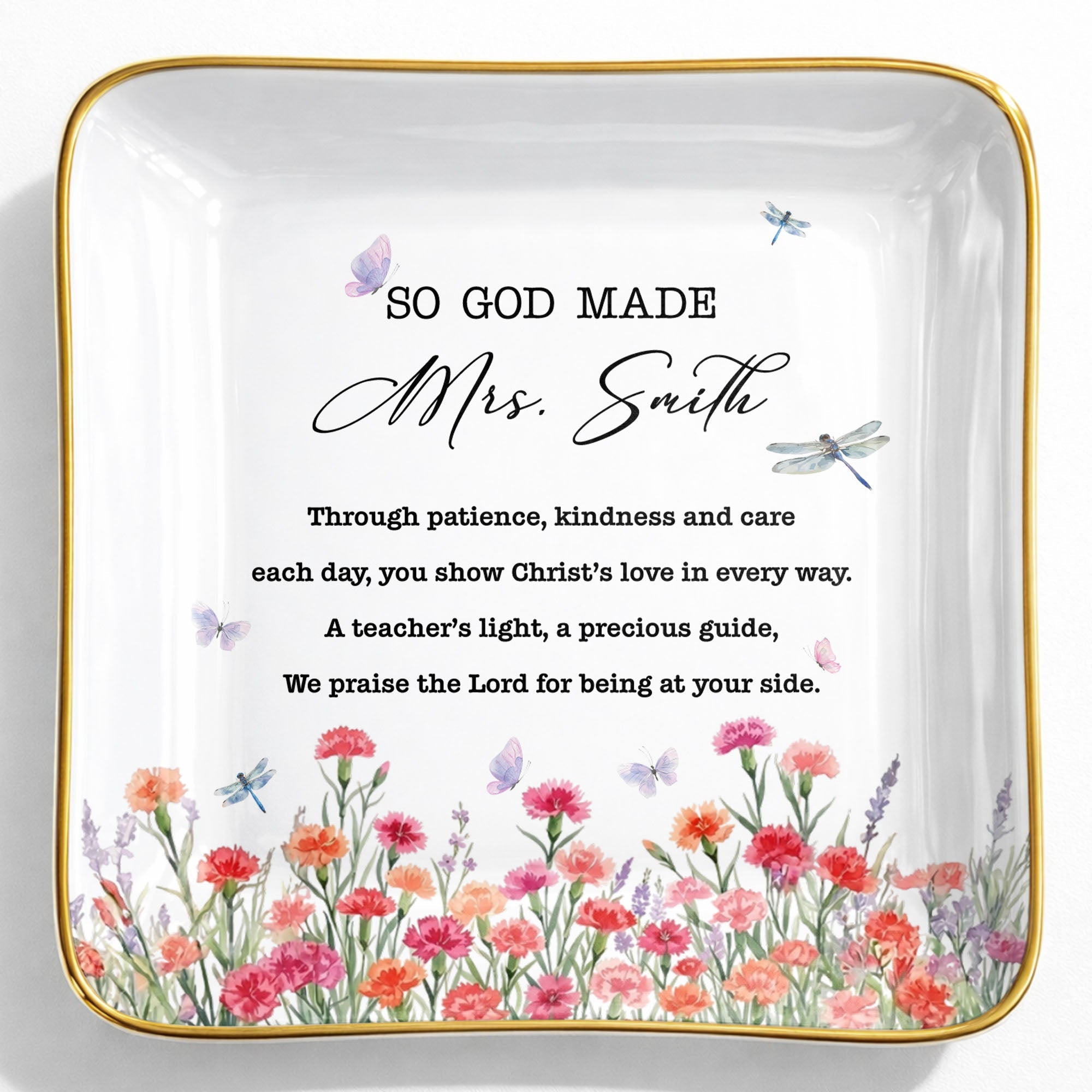 Personalized Ceramic Jewelry Dish Teacher Gift with Verse Jewelry Dish GradoCreations