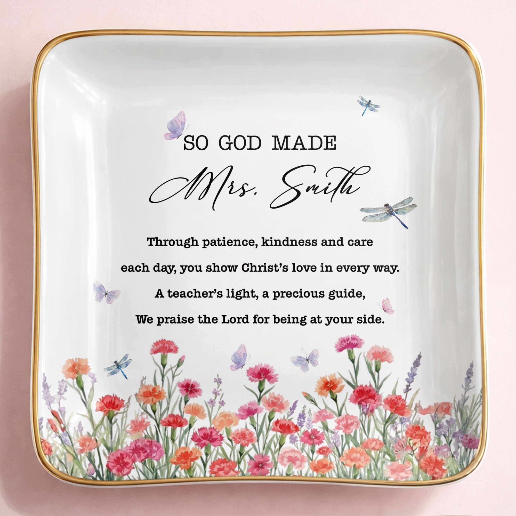 Personalized Ceramic Jewelry Dish Teacher Gift with Verse Jewelry Dish GradoCreations