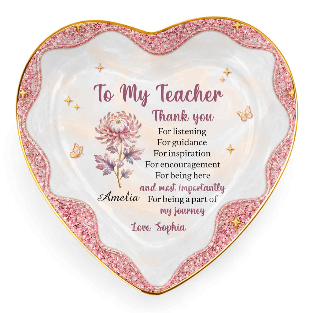 Personalized Heart Jewelry Dish Custom Name Gift for Teacher Heart Jewelry Dish GradoCreations