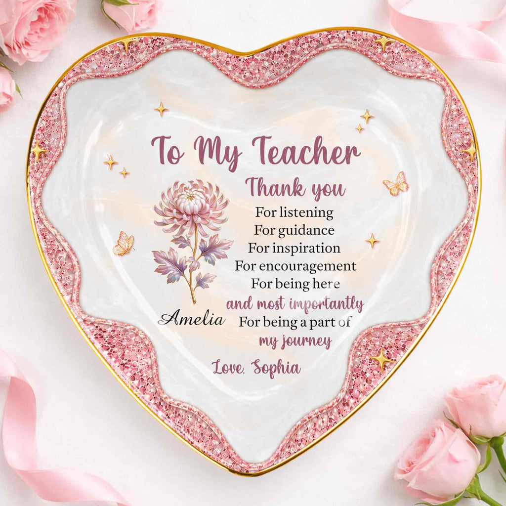Personalized Heart Jewelry Dish Custom Name Gift for Teacher Heart Jewelry Dish GradoCreations