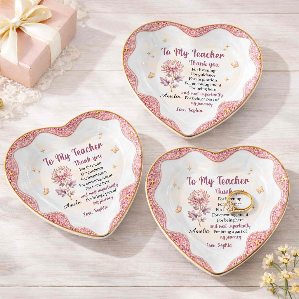Personalized Heart Jewelry Dish Custom Name Gift for Teacher Heart Jewelry Dish GradoCreations