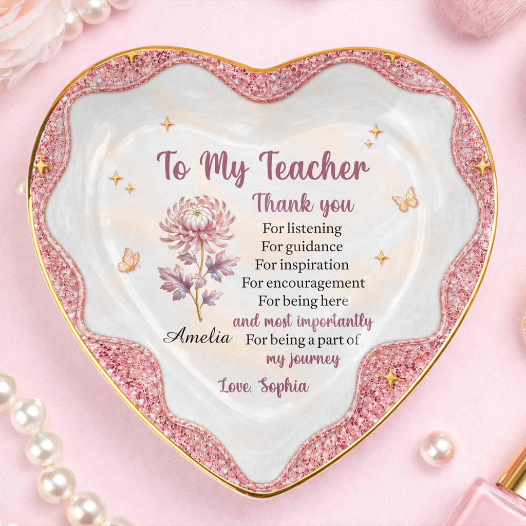 Personalized Heart Jewelry Dish Custom Name Gift for Teacher Heart Jewelry Dish GradoCreations