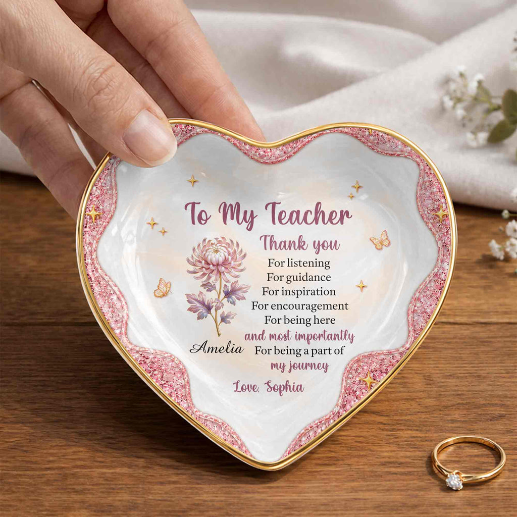 Personalized Heart Jewelry Dish Custom Name Gift for Teacher Heart Jewelry Dish GradoCreations