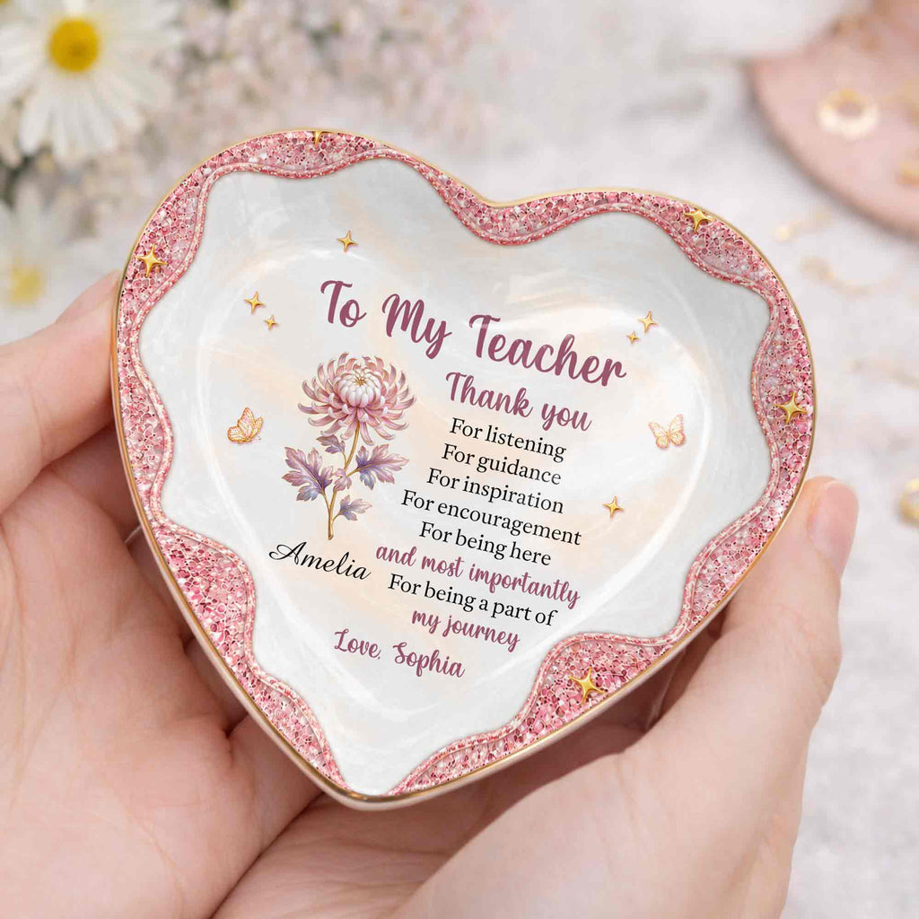 Personalized Heart Jewelry Dish Custom Name Gift for Teacher Heart Jewelry Dish GradoCreations