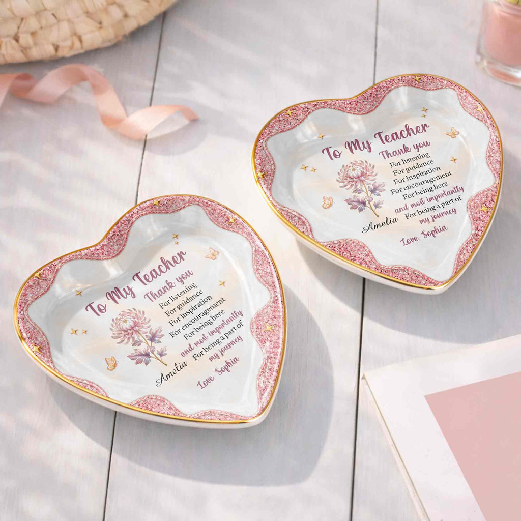 Personalized Heart Jewelry Dish Custom Name Gift for Teacher Heart Jewelry Dish GradoCreations