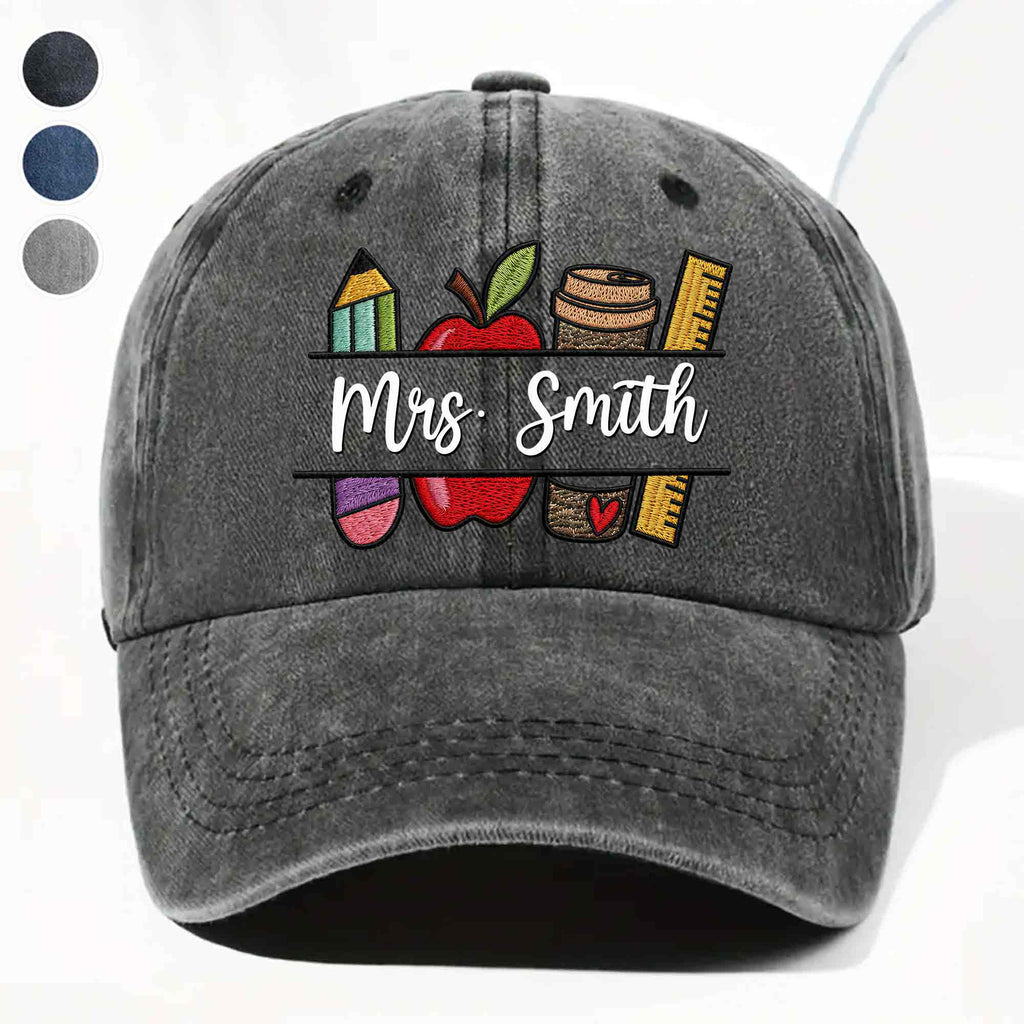 Personalized Washed Denim Cap Custom Teacher Gift Idea Washed Denim Cap GradoCreations