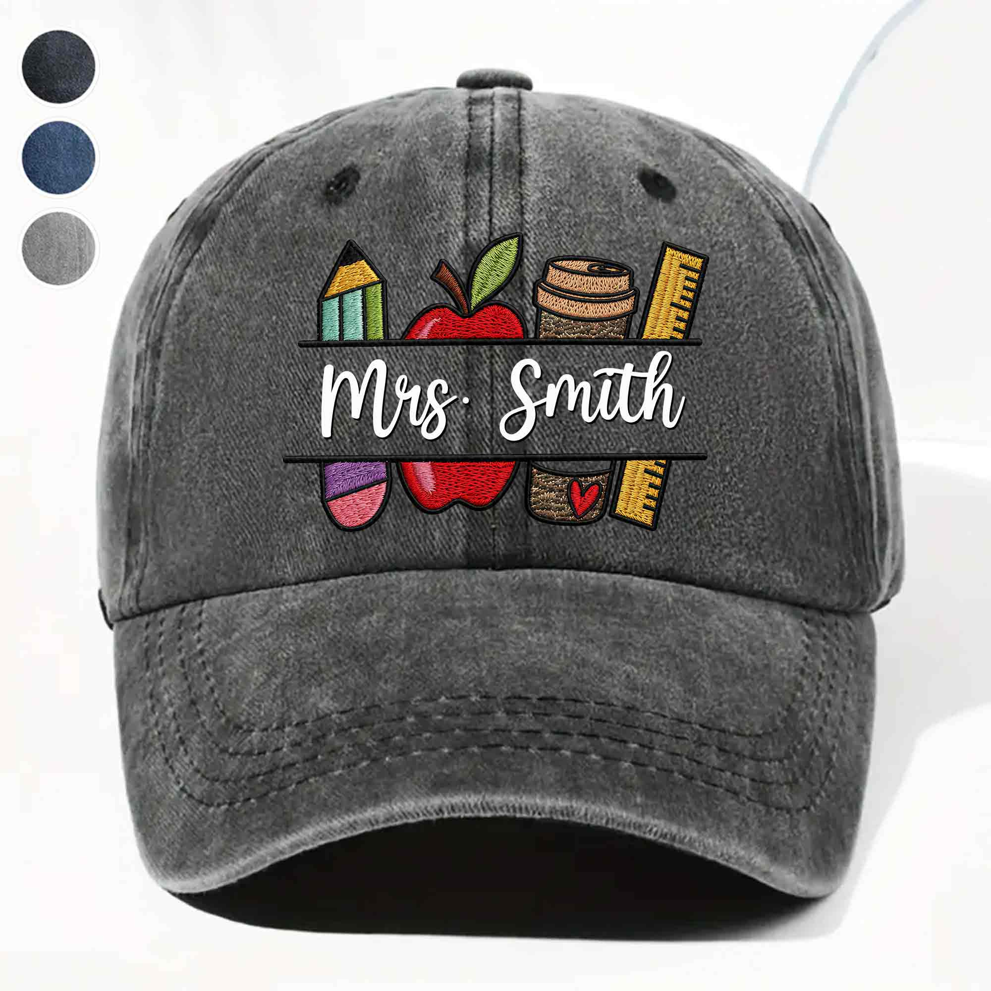 Personalized Washed Denim Cap Custom Teacher Gift Idea Washed Denim Cap GradoCreations
