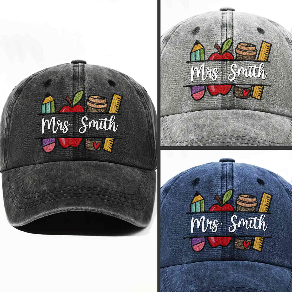 Personalized Washed Denim Cap Custom Teacher Gift Idea Washed Denim Cap GradoCreations