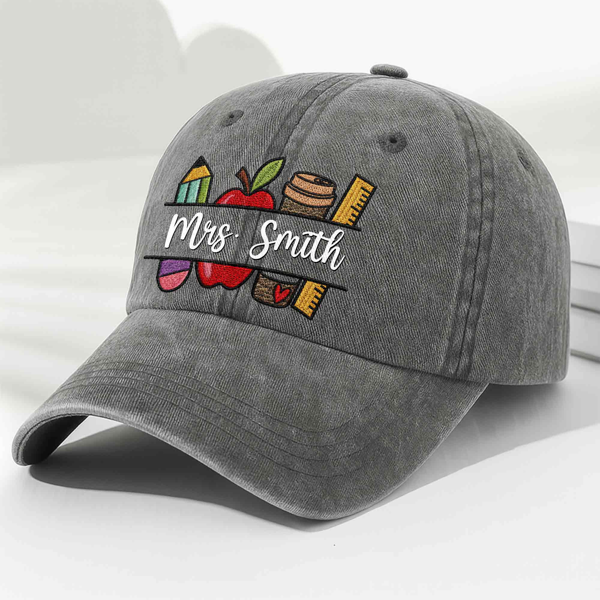 Personalized Washed Denim Cap Custom Teacher Gift Idea Washed Denim Cap GradoCreations