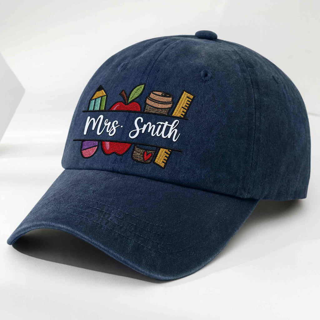 Personalized Washed Denim Cap Custom Teacher Gift Idea Washed Denim Cap GradoCreations