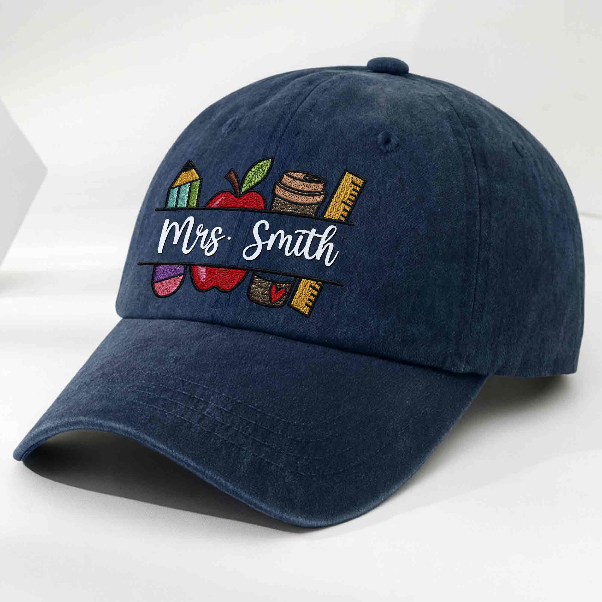 Personalized Washed Denim Cap Custom Teacher Gift Idea Washed Denim Cap GradoCreations
