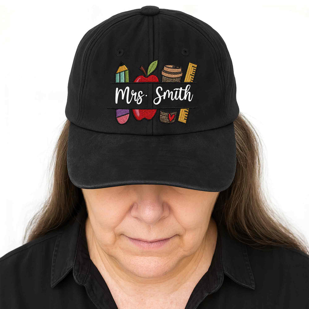 Personalized Washed Denim Cap Custom Teacher Gift Idea Washed Denim Cap GradoCreations