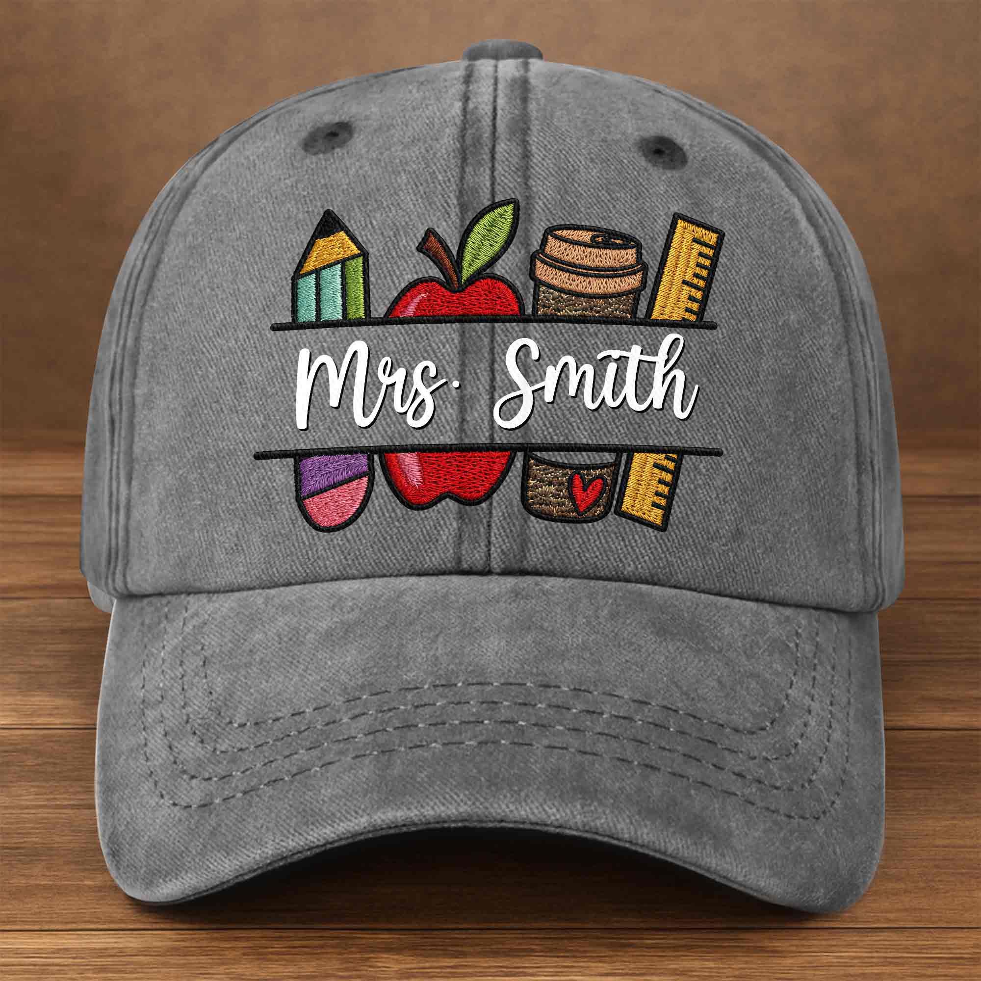 Personalized Washed Denim Cap Custom Teacher Gift Idea Washed Denim Cap GradoCreations