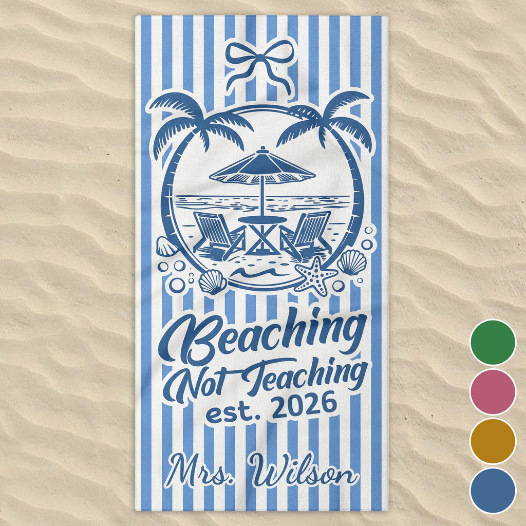 Personalized Beach Towel Custom Name Teachers Gift for Summer Beach Towels GradoCreations