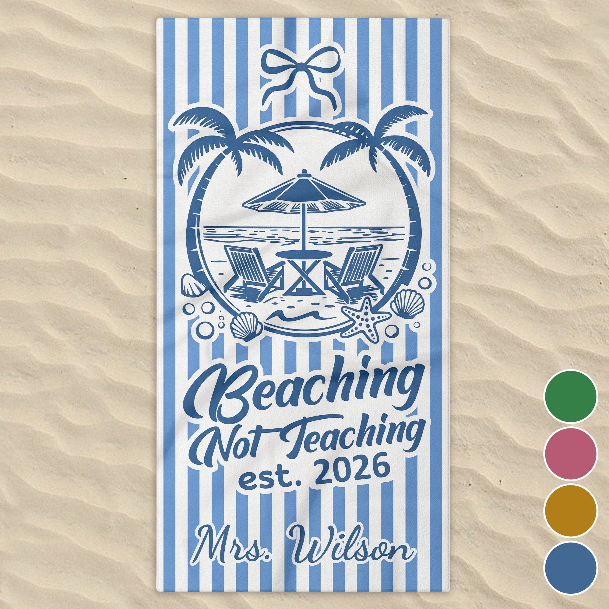 Personalized Beach Towel Custom Name Teachers Gift for Summer Beach Towels GradoCreations