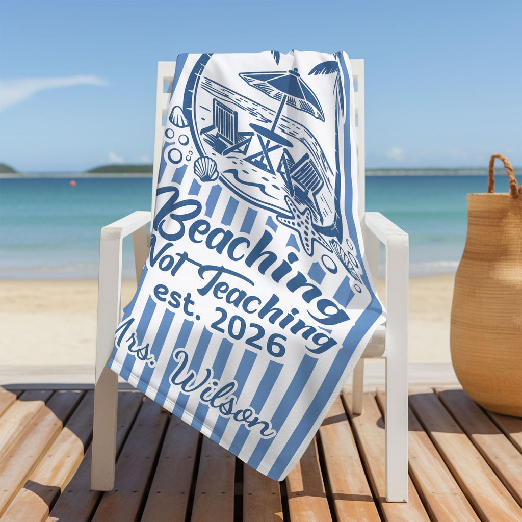 Personalized Beach Towel Custom Name Teachers Gift for Summer Beach Towels GradoCreations