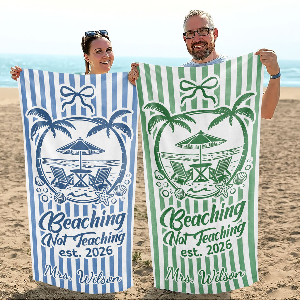 Personalized Beach Towel Custom Name Teachers Gift for Summer Beach Towels GradoCreations