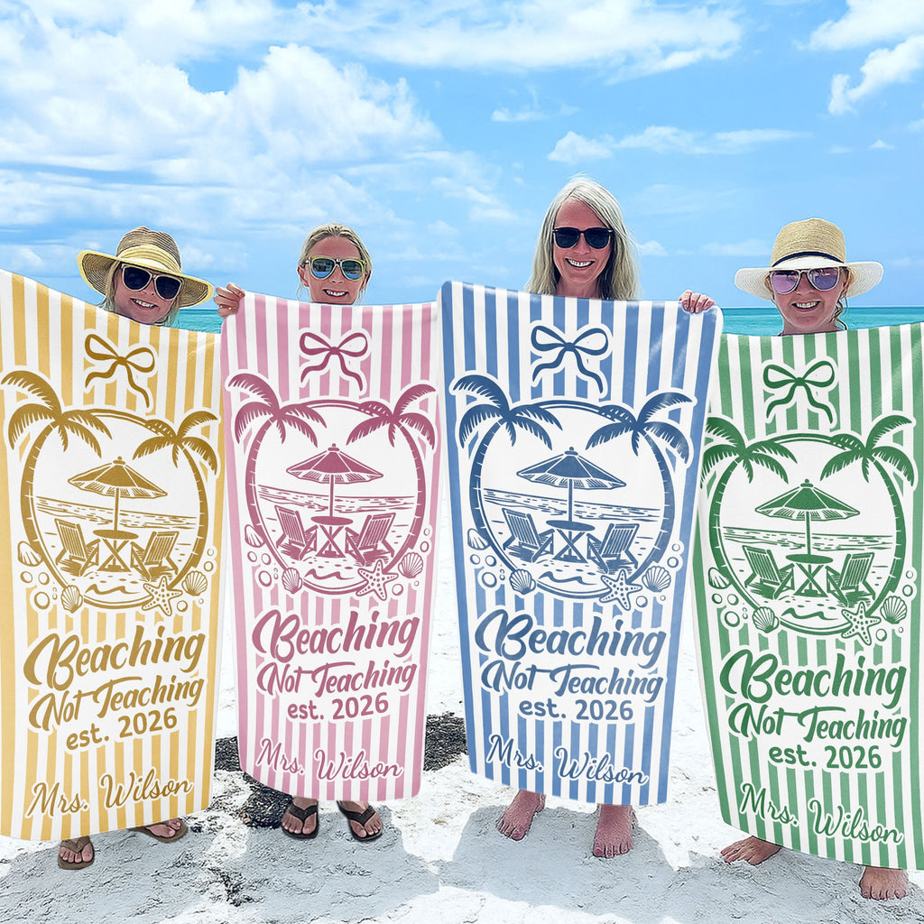 Personalized Beach Towel Custom Name Teachers Gift for Summer Beach Towels GradoCreations