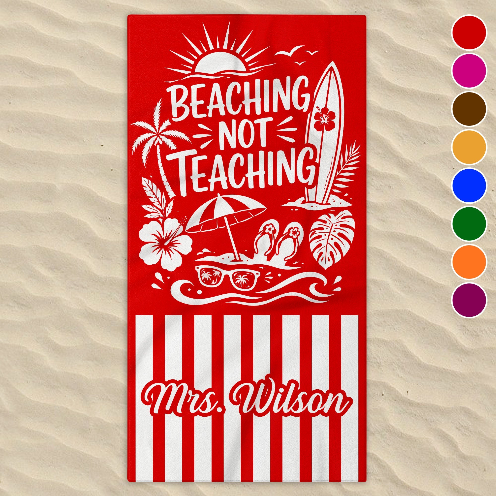 Personalized Microfiber Beach Towel Custom Design for Teacher Beach Towels GradoCreations