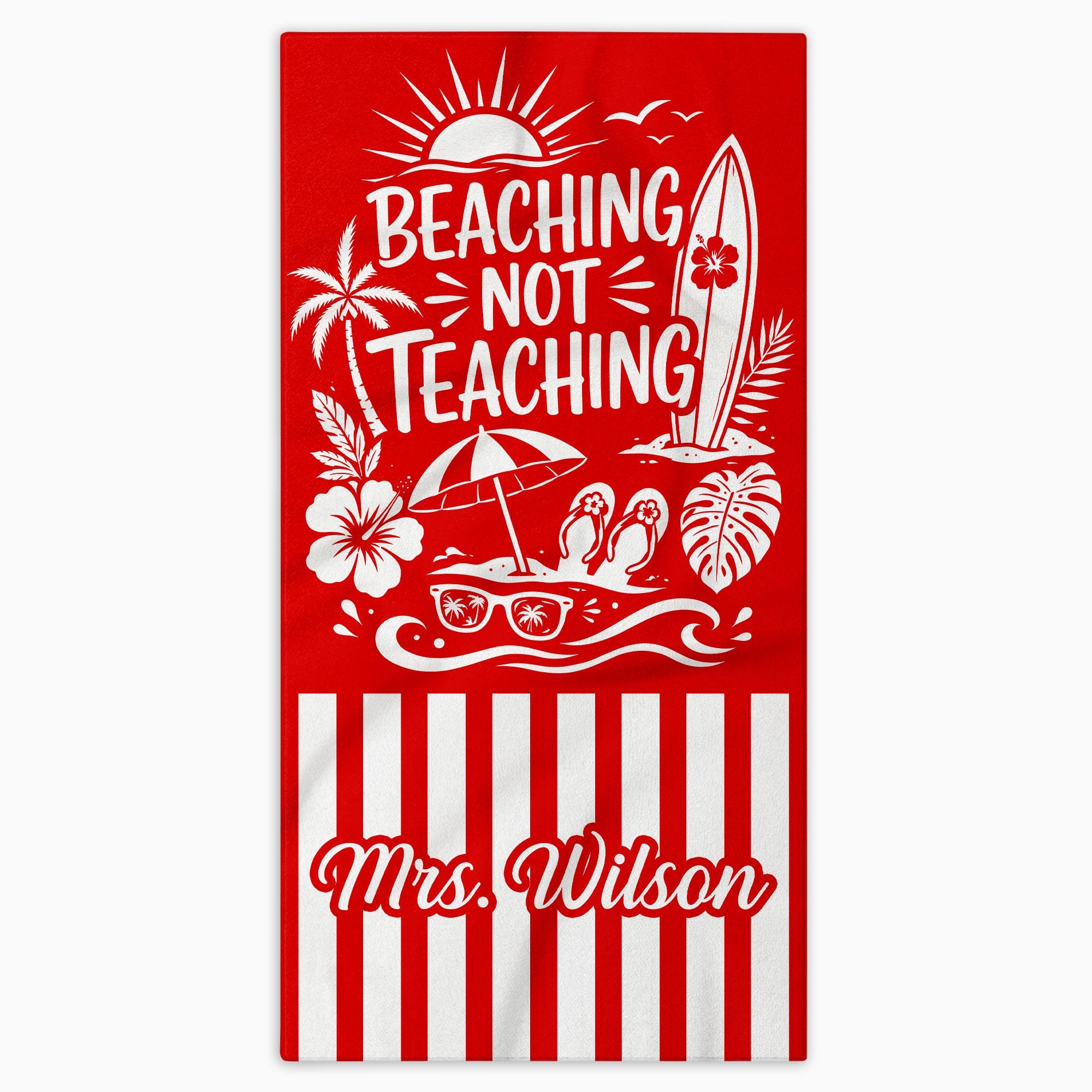 Personalized Microfiber Beach Towel Custom Design for Teacher Beach Towels GradoCreations