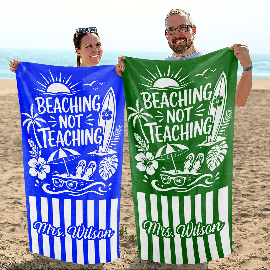 Personalized Microfiber Beach Towel Custom Design for Teacher Beach Towels GradoCreations